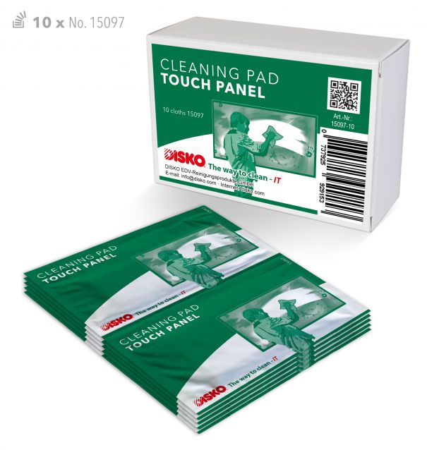 Cleaning pads for touch panels and large screens with a diagonal between 80 and 250 cm